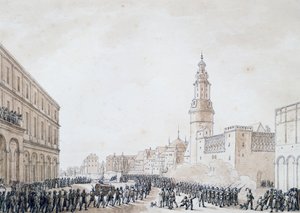 Beerdigung eines französischen Offiziers in Weimar, Oktober 1806 (Zeichnung) von Benjamin Zix