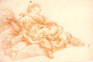 Liegende Frauenfigur (Ceres?). Studie für ein Deckenbild oder Türstück