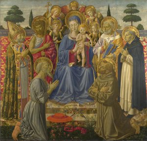 Die Jungfrau und das Kind auf dem Thron unter Engeln und Heiligen, 1460er von Benozzo Gozzoli
