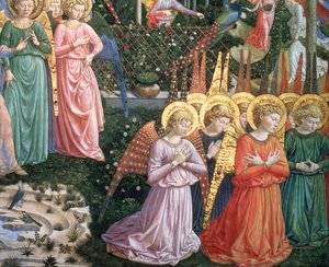 Engel in einer himmlischen Landschaft (Detail) von Benozzo di Lese di Sandro Gozzoli