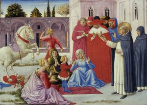 Heiliger Dominikus erweckt Napoleon Orsini zum Leben von Benozzo di Lese di Sandro Gozzoli