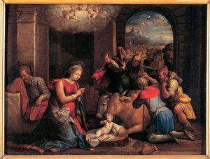 Die Anbetung der Hirten - Benvenuto Tisi da Garofalo, Öl auf Holz