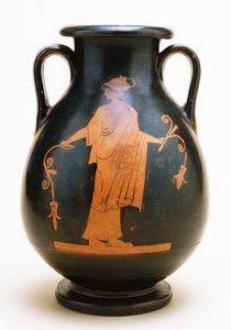 Eine attische rotfigurige Pelike, die eine weibliche Figur darstellt, 5. Jahrhundert v. Chr. von Berlin Painter