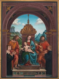Madonna und Kind, St. Jakobus, St. Philippus und die Familie von Antonio Busti von Bernadino Zenale