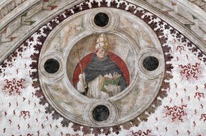 Darstellung eines Dominikanerpapstes (Innozenz V oder Benedikt XI) Fresko von Bernardino Zenale und Bernardino Butinone von Bernadino and Zenale B.  Butinone