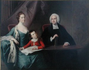Porträt von Rev. John Fountayne (1741-1802) von Melton-on-the-Hill, seine Frau Ann und ihr Sohn Thomas, frühe 1760er von Bernard Downes