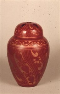 Potpourri und Deckel in Kupferlüster, um 1905-15 von Bernard Moore