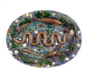 Teich dekoriert mit rustikalen Figuren, genannt „die Schlangenschale“. Keramik aus glasierter Erde von Bernard Palissy (1510-1589) von Bernard Palissy