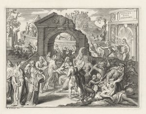 Karikatur über den Theaterstreit, ca. 1685 von Bernard Picart (attributed to)