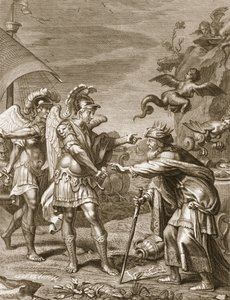 Phineus wird von den Harpyien durch Kalais und Zetes befreit, 1731 von Bernard Picart