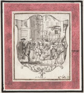 Vignette. Straßenszene eingefügt in Schildrahmen von Bernard Picart