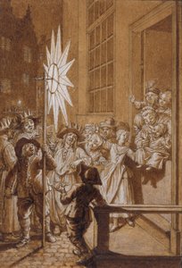Singende lutherische Kinder bei einem Stern an Dreikönigen in Amsterdam von Bernard Picart