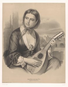 Frau spielt eine Mandoline (Große Studien in zwei Arten von Kreide)