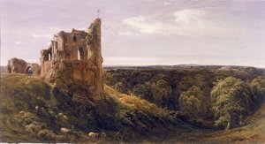 Ruine einer Burg in einer Landschaft (Knaresborough Castle) von Bernard Walter Evans