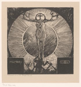 Figur vor der Erscheinung eines Hirsches (Komposition I) von Bernard Willem Wierink (signed by artist)