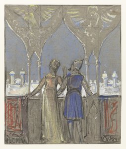 Paar blickt über eine orientalische Stadt von Bernard Willem Wierink (signed by artist)