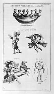 Sieben Tage der Woche. Dämmerung, Morgen, Morgendämmerung, Abend, 1757