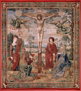 Flämischer Wandteppich. Serie Baldachin von Karl V. Christus der Barmherzige