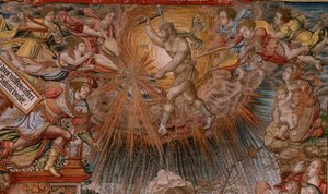 Flämischer Wandteppich. Serie Die Ehren. Fortuna, Der Weg zu den Ehren. Fünfter Wandteppich der Serie. Modell von Zeichnern aus dem Kreis von Bernard van Orley und Jan Gossaert de Mabuse. Herstellung Pieter van Aelst, Brüssel.