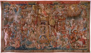 Flämische Tapisserie. Serie Die Ehren. Fortuna, Der Weg zu den Ehren. Fünfter Wandteppich in der Serie. Modell Zeichner aus dem Kreis von Bernard van Orley und Jan Gossaert de Mabuse. Herstellung Pieter van Aelst, Brüssel.