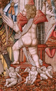 Flandrischer Wandteppich. Serie Die Ehren; Adel. Vierter Wandteppich in der Serie. Modellzeichner aus dem Kreis von Bernard van Orley und Jan Gossaert. Herstellung Pieter van Aelst, Brüssel. Ca. 1550.