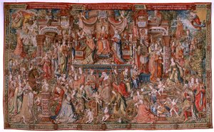 Flämischer Wandteppich. Serie Die Ehren; Klugheit. Siebter Wandteppich in der Serie. Modell Kartonisten aus dem Kreis von Bernard van Orley und Jan Gossaert (Mabuse). Herstellung Pieter van Aelst, Brüssel. Ca 1550. Stoff Gold, Silber, Seide und Wolle. von Bernard van Orley