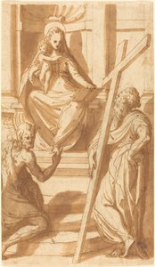 Die Madonna und das Kind auf dem Thron mit Johannes dem Täufer und Andreas