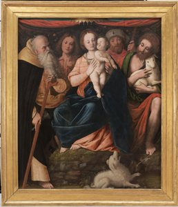 Madonna mit Kind und den Heiligen Antonius Abt, Sebastian, Rochus und Johannes der Täufer von Bernardino Lanino