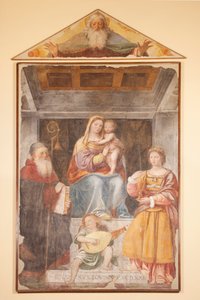 Madonna und Kind, St. Antonius der Große, St. Barbara und Musikerengel von Bernardino Luini