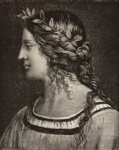Heirat der Jungfrau, Gravur nach einem Detail des Freskos von Bernardino Luini im Heiligtum von Saronno, Italien von Bernardino Luini