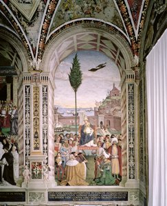Papst Pius II. (1405-64) in Ancona segnet die Flotte, die am 15. August 1464 ins Heilige Land aufbrechen soll von Bernardino di Betto Pinturicchio