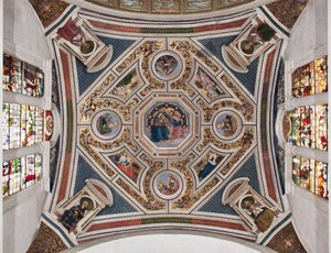 Die Krönung der Jungfrau „Die vier Evangelisten“, „Die Sibyllen“ und „Die Kirchenlehrer“ Gewölbe des Chors von Pinturicchio (Bernardino di Betto) (1454-1513) - 1508-1510 Basilika Santa Maria del Popolo (Kirche Santa Maria del Pop von Bernardino di Betto Pinturicchio