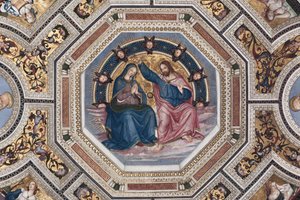 Die Krönung der Jungfrau, Gewölbe des Chors von Pinturicchio (Bernardino di Betto) (1454-1513) - 1508-1510 Basilika Santa Maria del Popolo, Rom von Bernardino di Betto Pinturicchio