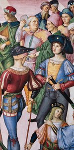 Die Piccolomini-Bibliothek, Nordostwand: Aeneas Sylvius wird vom Kaiser Friedrich III. zum Dichter gekrönt, 27. Juli
