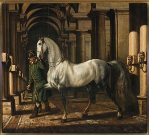 Stalljunge führt ein Pferd von Bernardo Bellotto