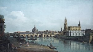 Dresden vom rechten Elbufer aus gesehen, unterhalb der Augustusbrücke von Bernardo Bellotto
