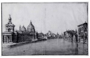 Der Eingang zum Canal Grande, mit der Dogana da Mar und Santa Maria della Salute links von Bernardo Bellotto