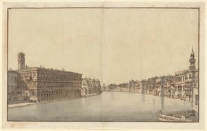 Der Canal Grande, mit den Fabbriche Nuove links und dem Campanile der Santi Apostoli rechts von Bernardo Bellotto