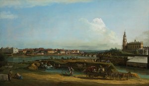 Ansicht von Dresden mit der Hofkirche rechts, 1748