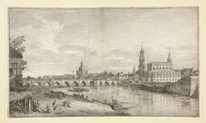 Ansicht der Brücke in Dresden über die Elbe von Bernardo Bellotto