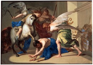 Die Vertreibung des Heliodorus aus dem Tempel, um 1650 von Bernardo Cavallino
