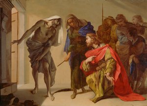 Der Schatten Samuels, von Saul heraufbeschworen, ca. 1655 von Bernardo Cavallino