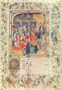 Der Autor präsentiert sein Buch den Räten von Barcelona in Anwesenheit von Königin Maria, der Frau von Alfons V. von Bernardo Martorell