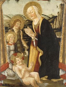 Die Madonna und das Kind mit dem kleinen Johannes dem Täufer und einem Engel von Bernardo Rosselli