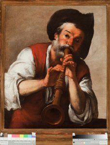 Il pifferaio (Der Flötenspieler) (Der Pfeifer) Gemälde von Bernardo Strozzi (1581-1644) 17. Jahrhundert Genua, Musei di Strada Nuova (ehemals Palazzo Rosso) von Bernardo Strozzi