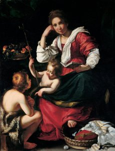 Madonna mit Kind und dem jungen Johannes von Bernardo Strozzi