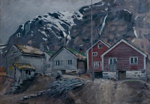 Alte Häuser in Hyen von Bernt Wilhelm Tunold