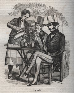 Le café - Gravur in „La Physiologie du goût“ von Jean Anthelme Brillat Savarin von Bertall