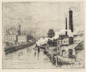 Fabriken am Chicago River von Bertha Evelyn Jaques