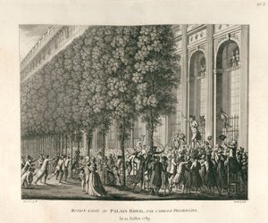 Bewegung im Palais Royal von Camille Desmoulins am 12. Juli 1789 von Berthault